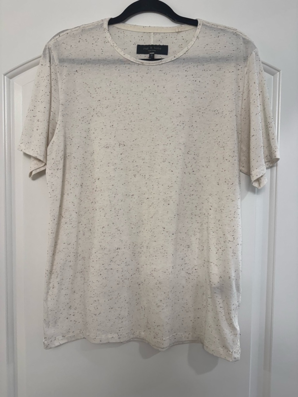 rag & bone Cream Speckled Short Sleeve Crewneck Tee